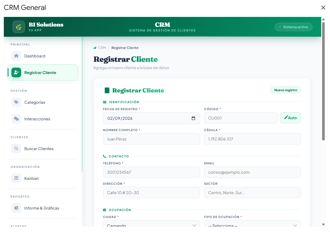Registrar Cliente